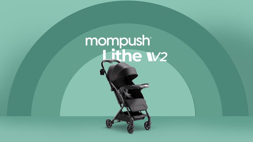 Mompush Lithe V2 Lightweight Travel Stroller, Compact Foldable Baby Stroller with Travel Bag, One-Hand Fold Stroller, Snack Tray, Mechanical Recline Seat, Airplane-Ready, Organizer & Rain Cover