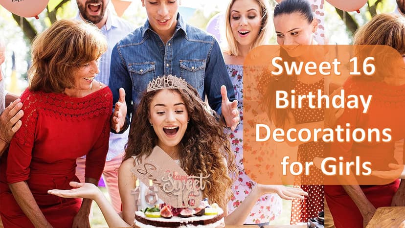 Sweet 16 Birthday Party Decorations for Girls, Sweet 16 Sash and Tiara, Cake Toppers, Number Candles and Balloons, 16th Birthday Gifts for Girls
