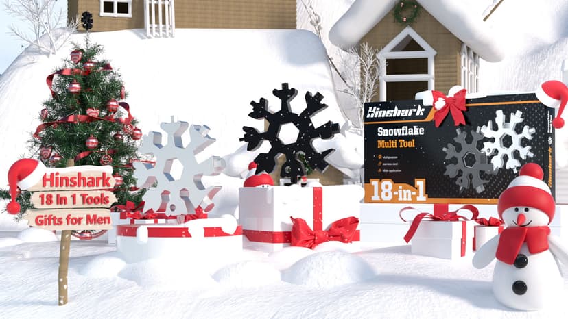 Stocking Stuffers Gifts for Men 18-in-1 Snowflake Multitool, Christmas Birthday Gifts for Men Dad Husband Him Grandpa, White Elephant Gifts for Dad Who Have Everything, Cool Gadgets Tools