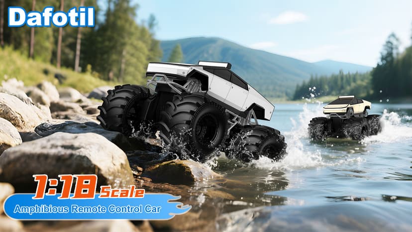 Amphibious Remote Control Car, 1:18 Monster Truck Toys for Boys RC Cars, 2.4 GHz Waterproof RC Trucks, 4WD All Terrain Off-Road Pickup, Kids Christmas Birthday Gifts Present Boys Girls Toys Ages 6+