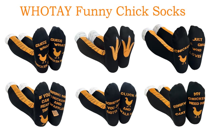 WHOTAY Crazy Funny Chicken Leg Socks for Women Men Novelty Chicken Feet Socks White Elephant Gifts for Adults Gag Gifts