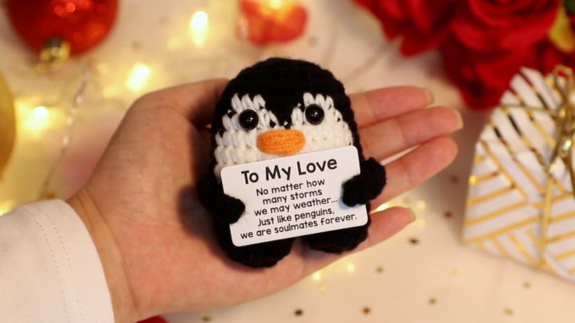 Gifts for Dad from Daughter Son Wife, Handmade Crochet Mini Penguin Christmas Birthday Gifts for Dad Bonus Step Fathers, Funny I Love You Gift for Dads Christmas Stocking Stuffers Emotional Cute Decor