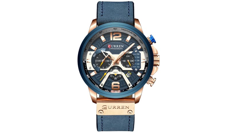 FANMIS Mens Luxury Watches Business Chronograph Dress Waterproof Leather Strap Analog Quartz Wrist Watch