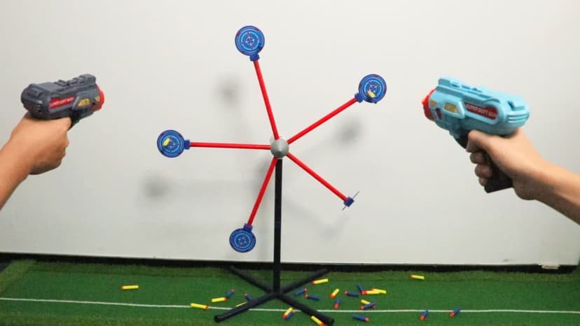 Rocket Shooting Games Toys with Rotating Target 2 Toy Guns 20 Foam Darts Kids Outdoor Toys for Boys Age 5 6 7 8 9 10+ Year Old Carnival Games Compatible with Nerf Guns