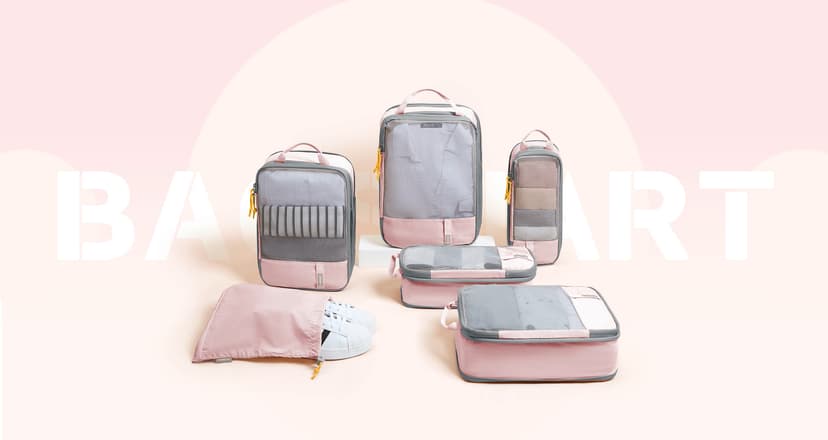 BAGSMART 6 Set Compression Packing Cubes - Lightweight Travel Essentials, Durable Luggage Organizer