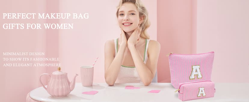 YOOLIFE Birthday Gifts for Women - Birthday Gifts Idea for Her Friends Female Teacher | Personalized Cute Makeup Bag for Women Girlfriend | Cosmetic 2 Pieces Toiletry Makeup Pouch Mothers Day Gifts L