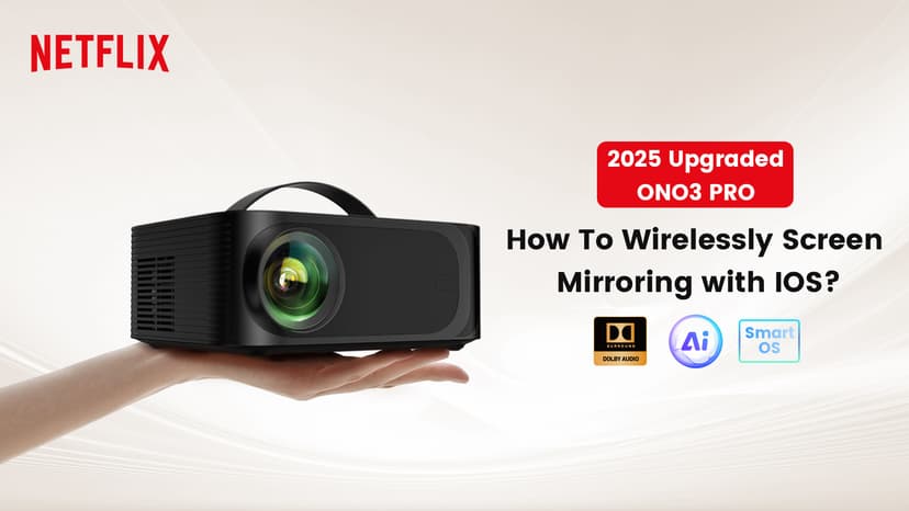 [1200 ANSI/Auto Focus/Built-in APPs] Outdoor-Projector-4K with Wifi6 and Bluetooth, Smart TV OS & DoIby, Portable Projector with Netflix/YouTube/PrimeVideo, ONOAYO 1080P Proyector with 300 ''Display