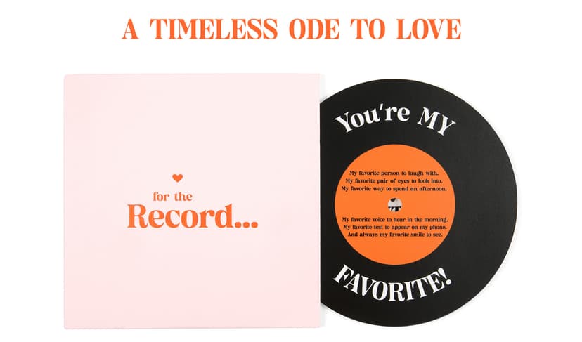 Bee! Anniversary card for Him or Her | Gift for Husband or Wife, Boyfriend or Girlfriend | Valentine's Day Card for men and women | For the Record Love Card