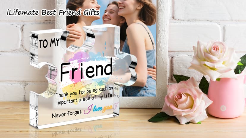 Friend Gifts for Women, Gifts for Friends - Acrylic Puzzle Piece Plaque Friend Gifts 4.7×3.8×0.6inch, Birthday Gifts for Women Friendship, Cool Gifts for Female Friend