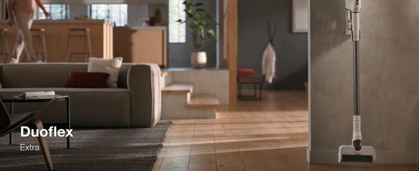 Miele Duoflex Extra Vacuum Cleaner, Cordless and Bagless Multi-Use, Multi-Floor Flexible Stick Vacuum with 2 Attachable Brushes, in Brilliant White / Space Grey