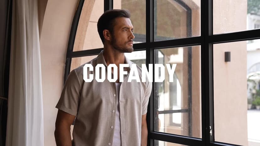 COOFANDY Men's Linen Shirts Short Sleeve Casual Shirts Button Down Shirt for Men Beach Summer Wedding Shirt