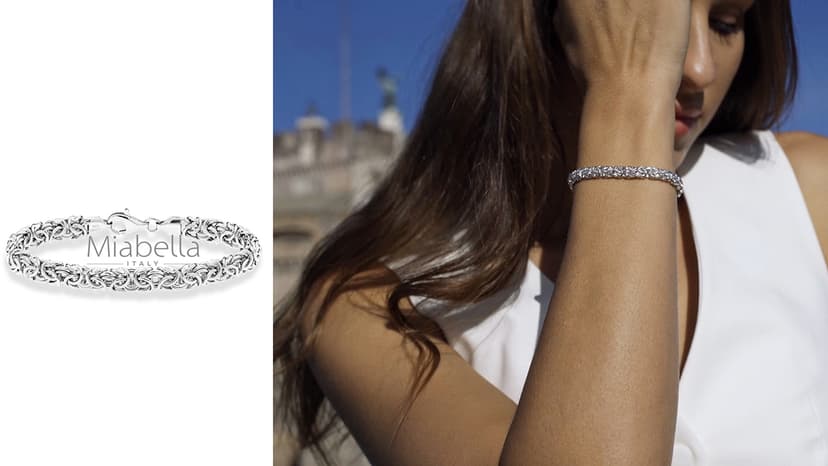 Miabella Italian 925 Sterling Silver Byzantine Bracelet for Women, Handmade in Italy