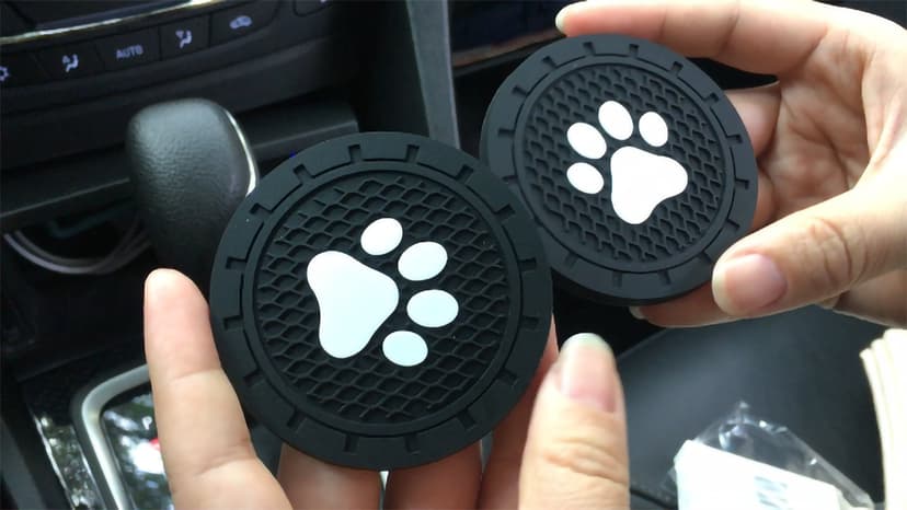 Car Cup Holder Coasters-Car Interior Accessories 2.75 inch Silicone Anti Slip Cute Dog Paw Car Coaster -Universal (Pack of 2)
