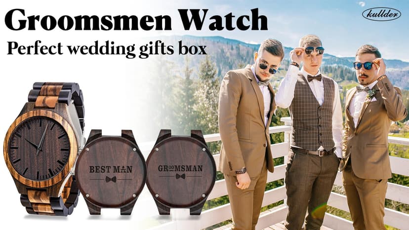 kullder Personalized Engraved Watch for Best Man Groomsmen Gifts for Wedding Mens Custom Wooden Watches for Men Personalized Groomsmen Husband Dad Father Gifts Ideas
