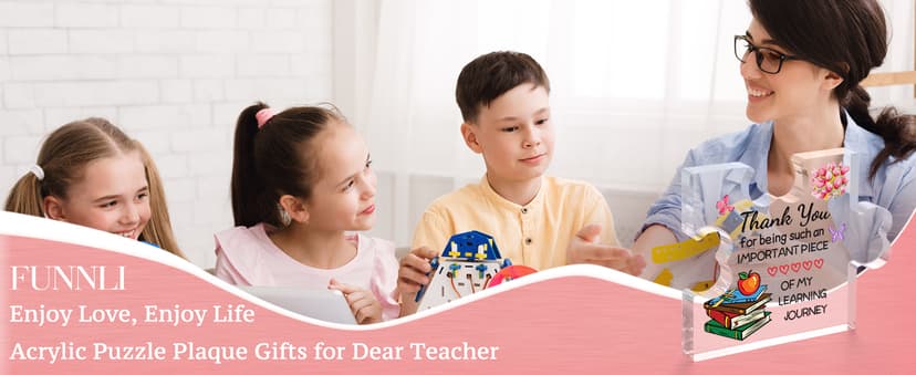 Funnli Teacher Gifts, Back to School Teacher Gifts, Teacher Appreciation Gifts Acrylic Plaque, Thank You Graduation Valentines Day Christmas Gifts for Women Teacher Classmate Study Partner Roommate