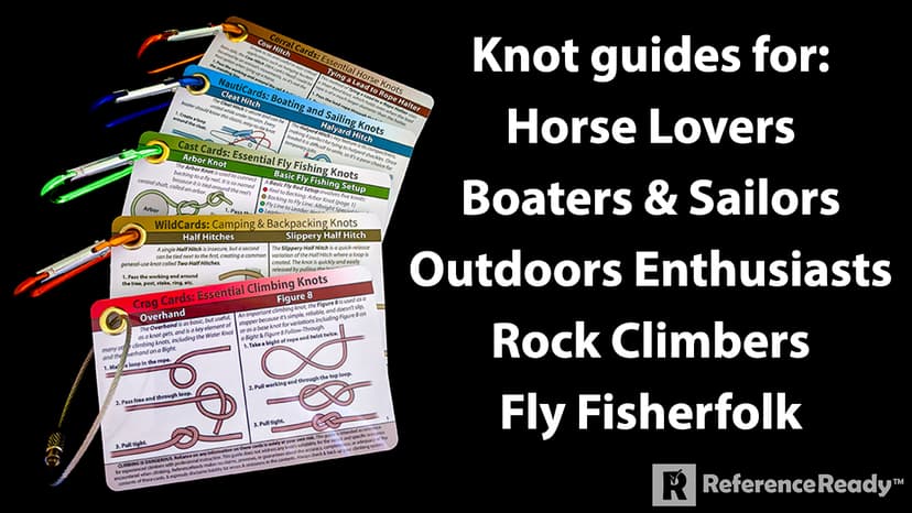 Fly Fishing Knot Cards - Waterproof Guide to 14 Essential Fly Fishing Knots - Includes Mini Carabiner