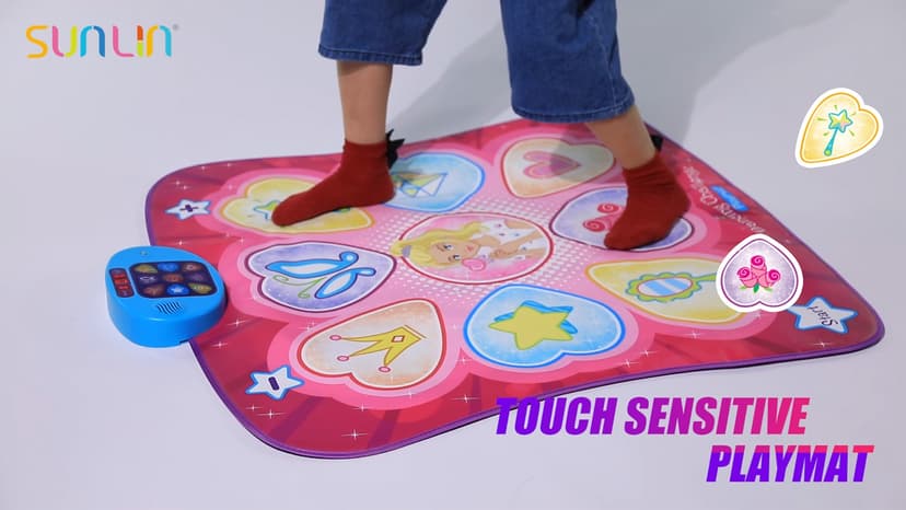 SUNLIN Dance Mat - Rhythm Step Play Mat - Dance Game Toy Pad with LED Lights, Gift for Kids Girls 3-12, Adjustable Volume, Built-in Music, 3 Challenge Levels