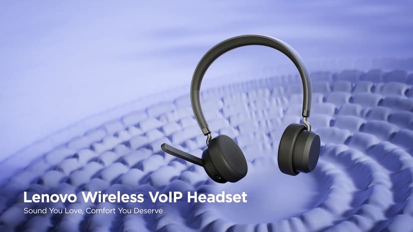 Lenovo Wireless VoIP Headset Teams Certified, Noise-Canceling Mic, Bluetooth 5.3 Multipoint, USB-A Receiver, 31-Hour Talk & 60-Hour Playback, Lightweight Over-Ear Design, Replaceable Earcups