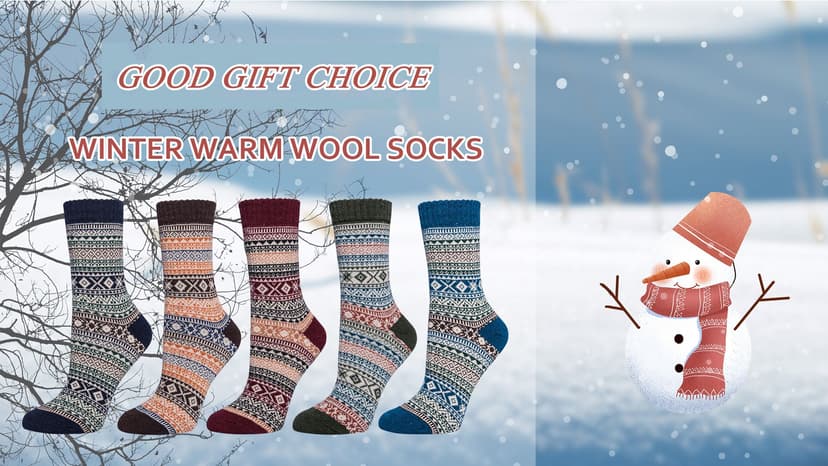 Senker Fashion Womens Wool Socks, Stocking Stuffers Gifts for Women Men Warm Soft Crew Boot Sock for Winter Hiking