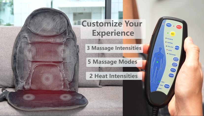 Snailax Vibration Back Massager with Heat, Massage Seat Cushion with 6 Vibrating Motors and 2 Heat Levels, Massage Chair Pad for Home Office use, Gifts for Him Her