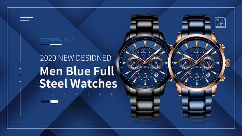 CRRJU Men's Business Casual Chronograph Quartz Waterproof Wristwatch Black Leather Strap