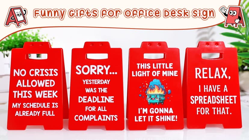 Funny Office Desk Decor Boss Sign, Bosses Day Gifts for Women Men Manager Supervisor Leader Lady Famale Male, Christmas White Elephant Gifts for Teacher Principal Coworker Cubicle Accessories Red Sign