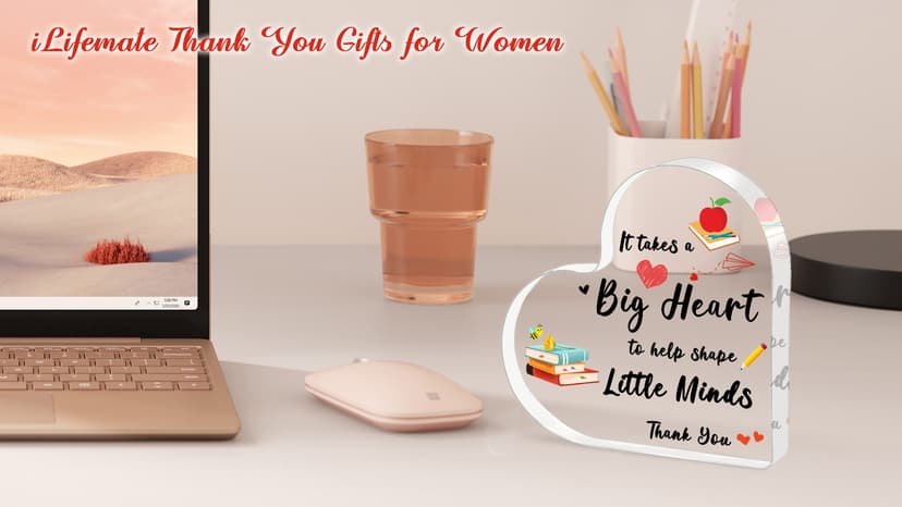 Teacher Valentine Gift, Valentines Day Gifts for Teachers - Acrylic Heart Shape Teachers Plaque 4×4 in, Teacher Retirement Gifts for Women Men, End of Year Thank You Teacher Keepsake