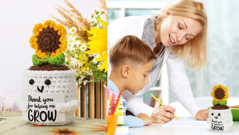 MBL Sunflower Christmas for Women Teacher - Thank You Appreciation Emotional Inspirational Support Crochet Sunflowers Gifts for Men Coworker Boss Lady Friend Thanksgiving Retirement Stocking Stuffers