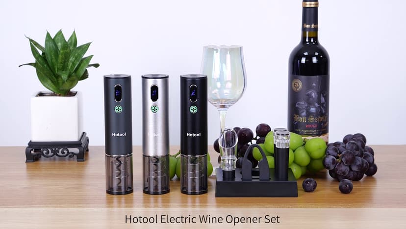 Electric Wine Opener with Wine Accessories -Rechargeable Wine Bottle Opener Set with Base, Wine Aerator, Foil Cutter and Wine Stoppers- Perfect Wine Gifts for Wine Lovers