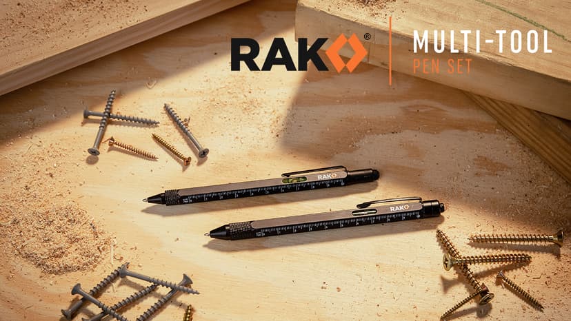 RAK Multitool Pen - Multi-Tool Pens, LED Light, Flathead, Phillips Screwdrivers, Level, Ruler, Bottle Opener, and Stylus. Cool Gadgets Gifts for Men, Dad, EDC Pen Tool, Gift-Ready Box, Pack of 2
