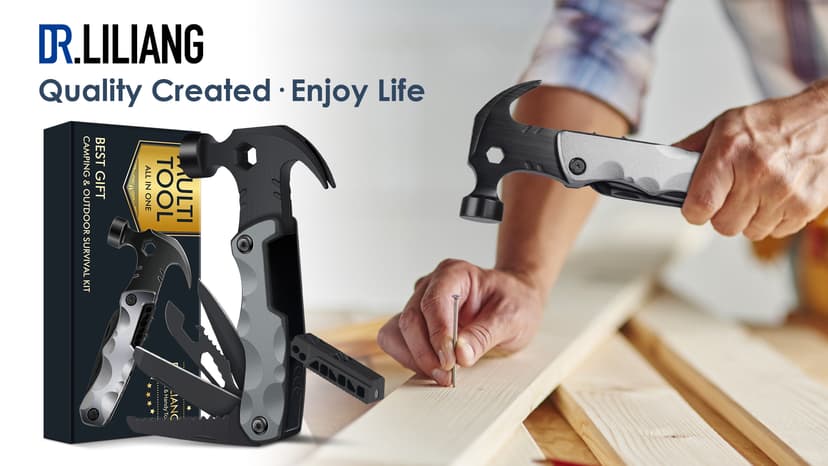 Multitool Camping Accessories Stocking Stuffers for Men Dad Gifts, 13 In 1 Survival Multi Tools Hammer Christmas Cool Gadgets for Adults Him Boyfriend Husband Grandpa Women Birthday Valentines Fathers