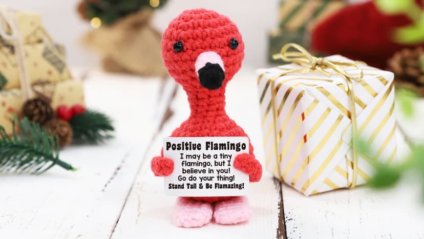 Funny Gifts for Her Girlfriend Christmas Valentines Day Anniversary Women Birthday Gifts Wife Stocking Stuffers, I Love You Flamingo Romantic Gift for Couple, Handmade Crochet Flamingo Lover Present