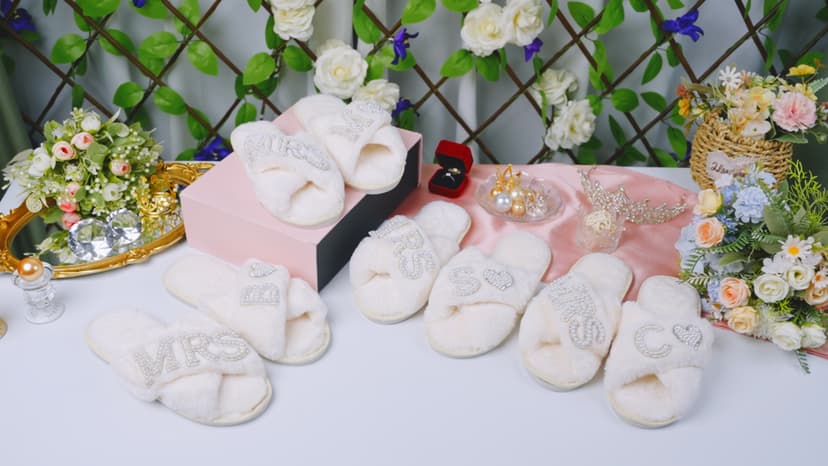 Tarpop Bride Slippers Mrs Slipper for Wedding with Personalized Initial Pearl Design Bridal Gifts