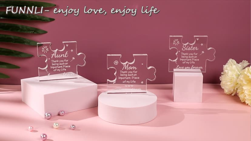 to My Bestie Gifts - Best Friends Christmas Birthday Gifts for Women Acrylic Puzzle Plaque Desk Decorations for Best Friend Sister Girls Women BFF Friendship Card - 3.35 x 2.76 Inch