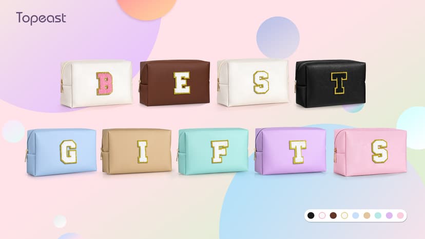 TOPEAST Gifts for Friends Female Mom, Cute Makeup Bag Small Pink Cosmetic Bag Travel Toiletry Bag, Personalized Birthday Gift for Women Girl, Preppy Travel Stuff for Girls (Pink C)