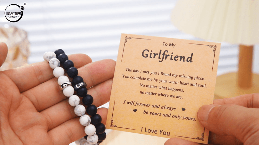 UNGENT THEM Matching Couple Ring Bracelets for Boyfriend Girlfriend Husband Wife Valentines Anniversary Birthday Engagement Gifts