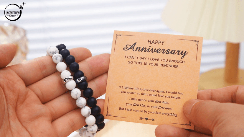 UNGENT THEM Matching Couple Ring Bracelets for Boyfriend Girlfriend Husband Wife Valentines Anniversary Birthday Engagement Gifts