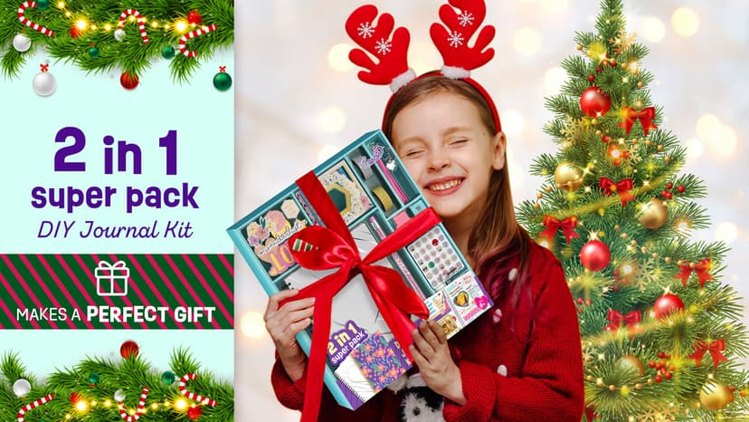 2-Pack DIY Journal Kit for Girls -Christmas Birthday Gifts for Girls 8 9 10 11 12 13 14 Years Old - Arts & Crafts for Teens Trendy Stuff - Scrapbook & Diary Supplies Toys Set