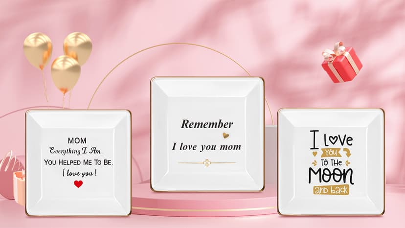 Ceramic Jewelry Tray for Mom: Christmas Gifts for Women Wife Grandma.Trinket Tray Dish Decorations for Rings Earrings Necklaces Bracelet, Mothers Day Birthday Gifts for Women Mom Sister Friends