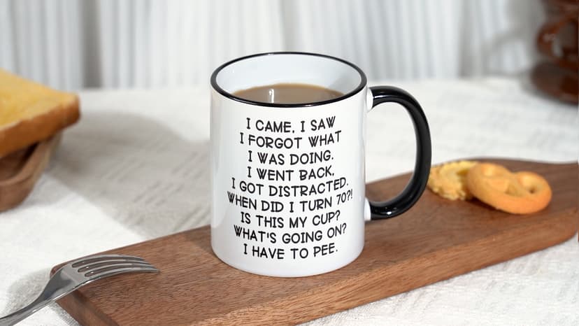 Shqiueos Funny 70th Birthday Gifts for Women Men Mug 11oz, 70 Year Old Birthday Gifts for Her Him, Happy 70th Bday Gift Idea for Mom Dad Grandpa Grandma, 1955 Birthday Gift Decorations Coffee Cup