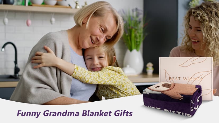 Funny Grandma Birthday Gifts, Grandma is Charging Sloth Blanket 60" x 50", Gift for Grandmas from Grandkids, Grandmas Gifts for Christmas Mothers Day, Super Soft Blanket for Grandmother