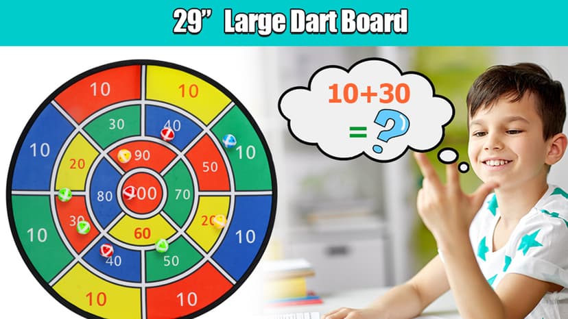 BooTaa 29" Large Dart Board for Kids, Kids Dart Board with Sticky Balls, Boys Toys, Indoor/Sport Outdoor Fun Party Play Game Toys, Birthday Gifts for 3 4 5 6 7 8 9 10 11 12 Year Old Boys Girls