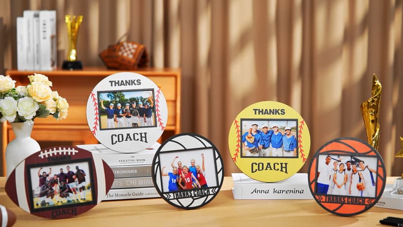 Ball Signable Picture Frame with Pen Thanks Coach Gift from Team, Senior Night Gift， Coaches Appreciation Basketball Home Plate Plaque (Orange,Basketball,Round)
