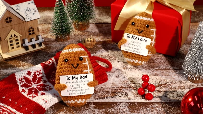 Birthday Gifts for Husband from Wife, Christmas Handmade Inspirational Crochet Football Gift for Him, Cool Wedding Anniversary Present for Husband, Cute Emotional Home Decor for Couple, Hubby, Spouse