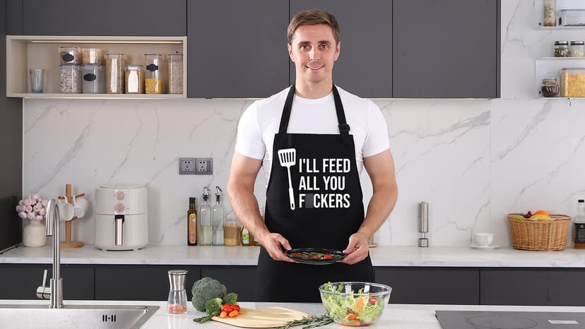 Miracu Funny Cooking Aprons for Men Women, Funny Dad Gifts for Mens Father, Mom - Fathers Christmas, Birthday Gifts for Dad Step Brother Boyfriend Husband, Cool BBQ Grilling Kitchen Chef Apron