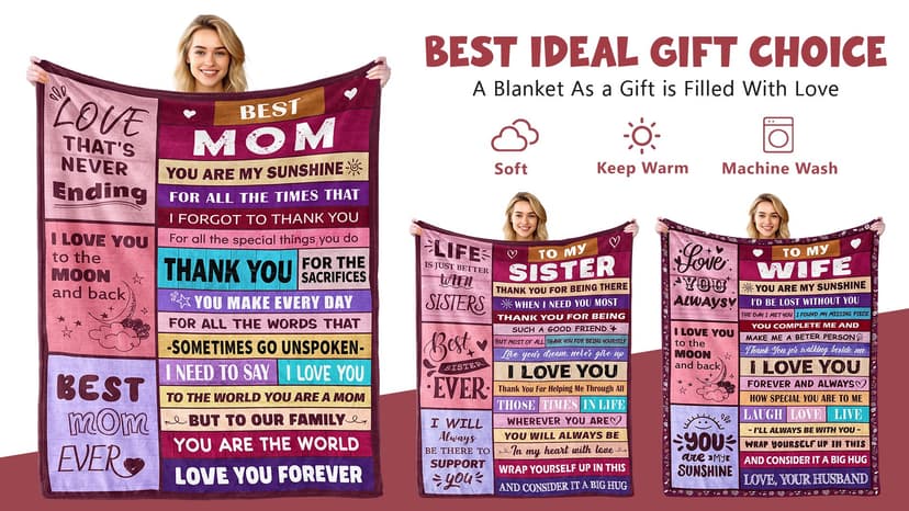 Gifts for Wife from Husbend - Anniversary Wedding Gifts for Women - Best Wife Birthday Gift Ideas - Christmas Mothers Valentines Day Romantic I Love You Gift for Her - To My Wife's Blanket 50"x60"