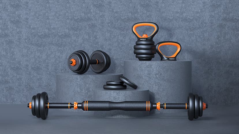 FEIERDUN Adjustable Dumbbells, 20/30/40/45/70/90lbs Free Weight Set with Connector, 5 in1 Dumbbells Set Used as Barbell, Kettlebells, Push up Stand, Weight Plate, Fitness Exercises for Home Gym Suitable Men/Women