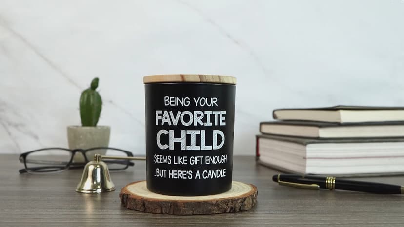 TEEZWONDER Birthday Gifts for Mom - Favorite Child Scented Candle Vanilla Lavender 10 oz - Christmas Funny Gifts for Mom Dad from Daughter Son, Grandma Grandpa Gift Ideas, Candle for Parents