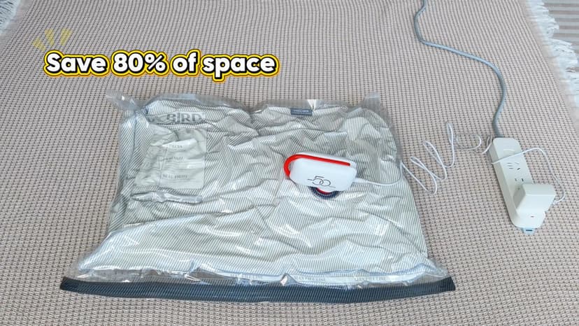 VMstr 12 Pack Vacuum Seal Bags for Clothing Travel, Carry-on Size for Luggage Compression Packing, Space Saver Bags with High Pressure Electric Pump (DC Power)