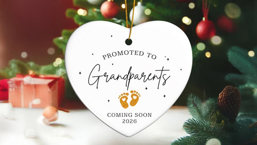 Grandparents Gifts - First Time Grandparents Gifts for Grandma, Grandpa - Baby Pregnancy Announcement Ornament for New Grandma - Grandpa to Be Ornaments 2026 - Ceramic Hanging Ornament